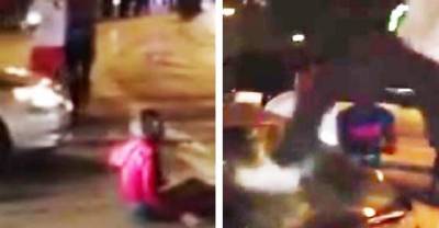 Driver Gets Windshield Stomped In After Hitting Woman At Crosswalk