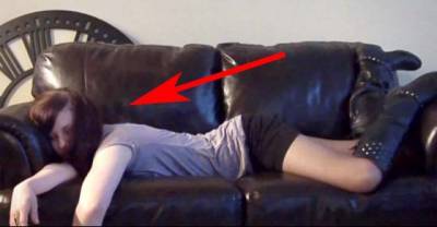She Passes Out Drunk On A Couch. Everyone Should See What This Man Does To Her While She's out.