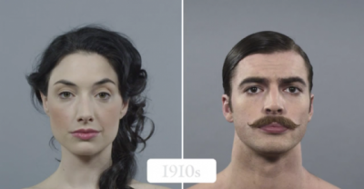 100 Years Of Men And Women's Beauty Styles Side-By-Side