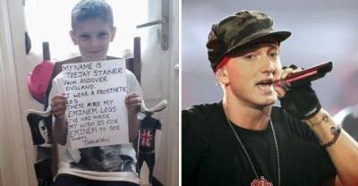 Eminem Responds To 10-Year-Old Amputee Fan Who Wanted The Rapper To See His Legs.. It's Very Touching!