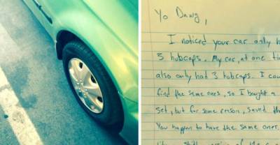 Guy Finds Note On His Car After Neighbor Saw He Was Missing A Hub Cap