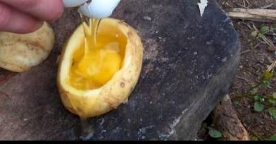 He Cracks An Egg Into A Potato. The Reason Why? What A Brilliant Hack!