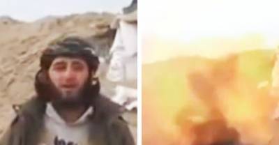 Terrorist Hit by Mortar Shell as He is Being Interviewed (NSFW)