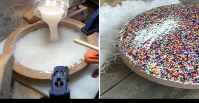 This Is What Happens When You Pour Sprinkles Into A Mass Of Glue!