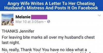 An Angry Wife Writes A Letter To Her Cheating Husband&rsquo;s Mistress And It's EPIC!