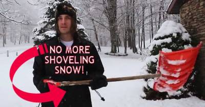 You Won't Believe This Guys Incredible Snow Shoveling Hack!  Genius!