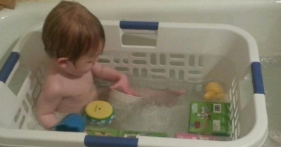 They Put The Baby In A Laundry Basket In The Tub. The Reason? Brilliant.