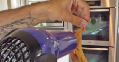 He Starts Blow Drying A Banana. Now Watch Carefully When He Peels It Open... INCREDIBLE!