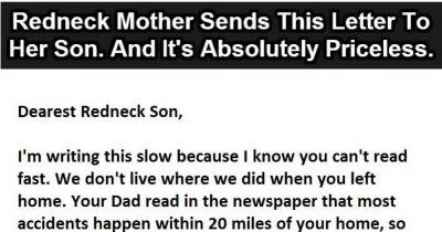 Redneck Mother Sends This Letter To Her Son. And It&rsquo;s Absolutely Priceless