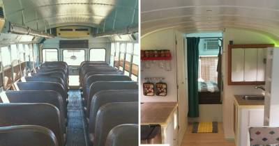 Dad And Son Convert Old 90&rsquo;s School Bus Into A Tiny Dream Home