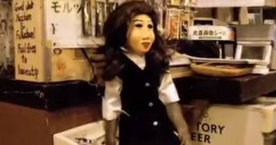 Monkeys Wearing Human Masks Are Painfully Creepy, And They Work In A Japanese Restaurant