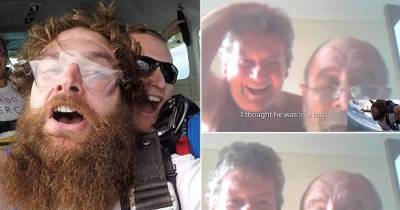 Daredevil Son Surprises His Parents - By Skyping Them As He Skydives Out Of A Plane