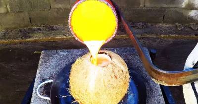 What Happens When Molten Copper Is Poured Into A Coconut?