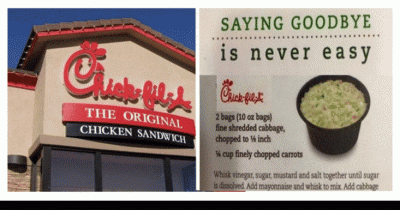 Chick-Fil-A Taking Cole Slaw Off Menu But Reveals Recipe