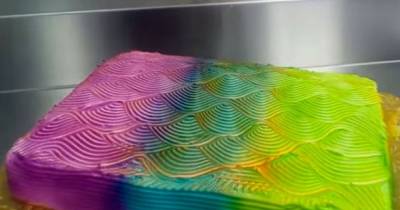 This Mesmerizing Cake Changes Colors As It Spins