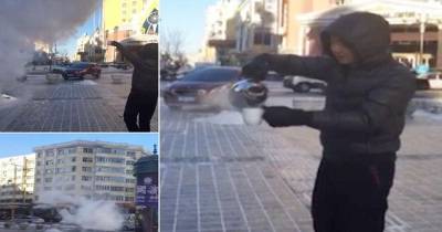 Ice Tea? Boiling Water Freezes Instantly As It Is Thrown Into The Air At -24C