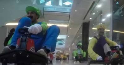 Pranksters Take Over Shopping Mall In Mario Kart Flash Mob