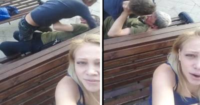 Girl Selfie Films Two Homeless Men Fighting