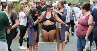 This 40 Year Old Woman Shows Passers-By Her Body. But They Use Pens And Do This.