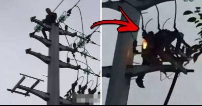 After Fighting With His Girlfriend, This Guy Climbed An Electric Pole And Got Electrocuted