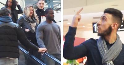Guys Prank People By Rubbing Their Hands On An Escalator