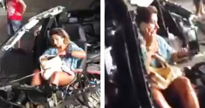 Woman Does Makeup In Shock After Brutal Car Accident