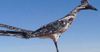 This Looks Like A Metal Statue Of A Road Runner, But Wait Until You See What It Is Really Made Of... WOW!!