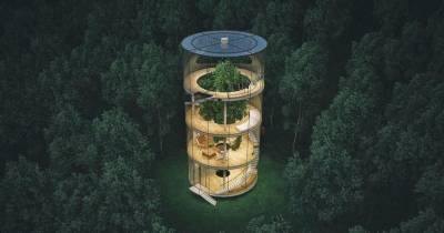 Stunning Tubular Glass House Built Around Tree