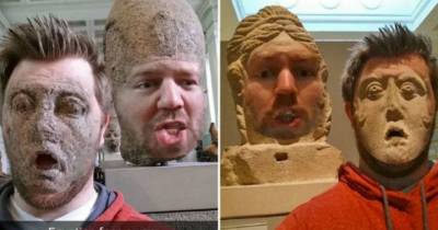 Now Museums Aren't So Boring For This Guy Who Enjoys Ancient Artifacts By Face Swapping.