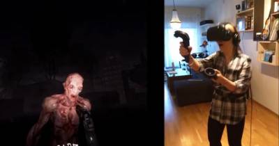 Girl Freaks Out While Playing Zombie VR Game