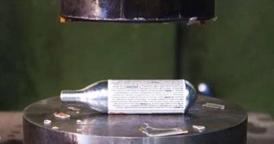 Hydraulic Press Crushes Some Explosive Items