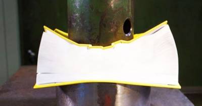 Book Explodes Violently While Being Crushed With Hydraulic Press