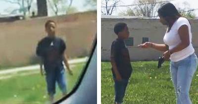 Woman Stops Random Kid On The Street To Confiscate Handgun