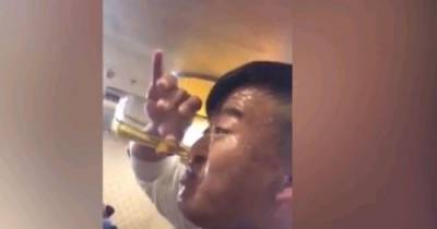 Man Necks Glass Of Beer Through His NOSE In Bizarre Stunt