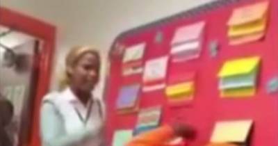 Horrific Moment Hooded Thug Punches His Girlfriend In The Face In School Classroom After She Accused Him Of Cheating