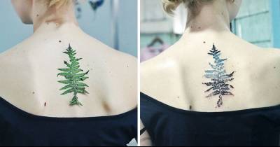 Tattoo Artist Uses Real Leaves And Flowers As Stencils To Create Botanical Tattoos
