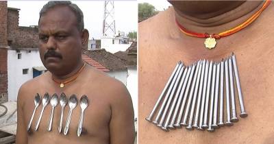 &lsquo;Magnetic Man&rsquo; Shows Off His Strange Talent For Sticking Metallic Objects To His Skin