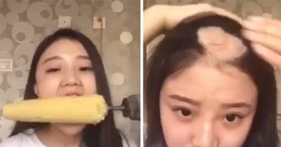 'What Just Happened?': Girl's Attempt To Eat Corn On The Cob Off A Drill Goes Horribly Wrong