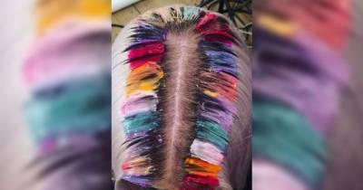 She Covers Her Roots In Seven Different Colors, But Wait Till You See The Finished Look. Gorgeous!