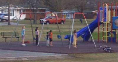 Mom Sees 5 Kids Standing Frozen At The PlayGround. Then The Camera Catches This...