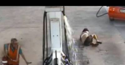 Woman Gets Thrown in the Air While Stealing Fuel