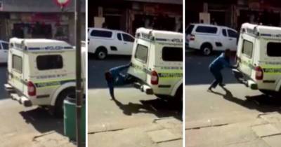 WATCH: Two Criminals Escape Out Of The Back Of A Police Van