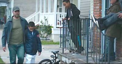 Father Protects Son From Neighborhood Bullies, But Notice The Secret He&rsquo;s Hiding Under The Blue Coat...
