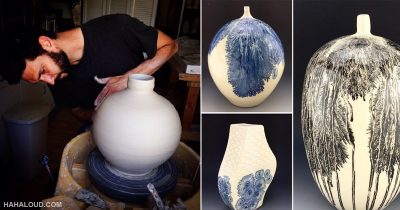 This Looks Like Normal Pottery, But Watch What Happens When He Picks Up A Brush