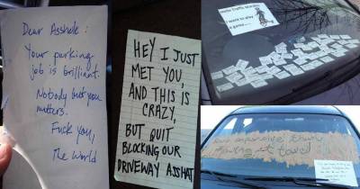 25 Of The Most Hilarious Parking Notes Left For Terrible Drivers