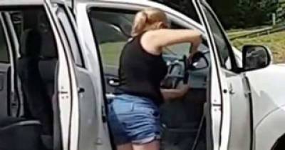 Woman Mistakenly Washes The Inside Of Her Car With A Power Washer