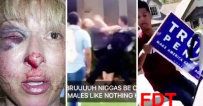 Girl Beaten After Trying To Stop Group Of Guys From Stealing Trump Sign