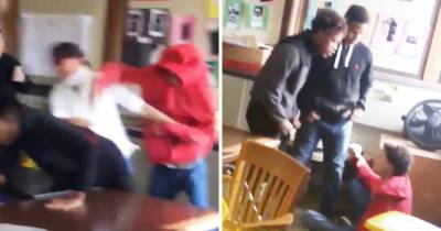 Student Knocks Out Kid After Punching Female Teacher During Fist Fight
