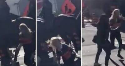 Drunk Girl Slaps Police Horse, Karma Immediately Strikes Back