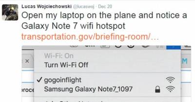 A Passenger Renamed His Wi-Fi Device 'Galaxy Note 7' And Almost Got His Flight Diverted